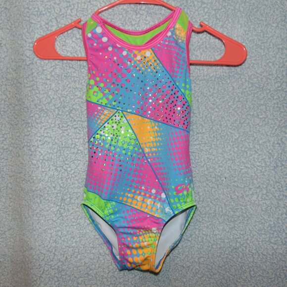 GK Pink Green Blue Leotard CM - Picture 1 of 7